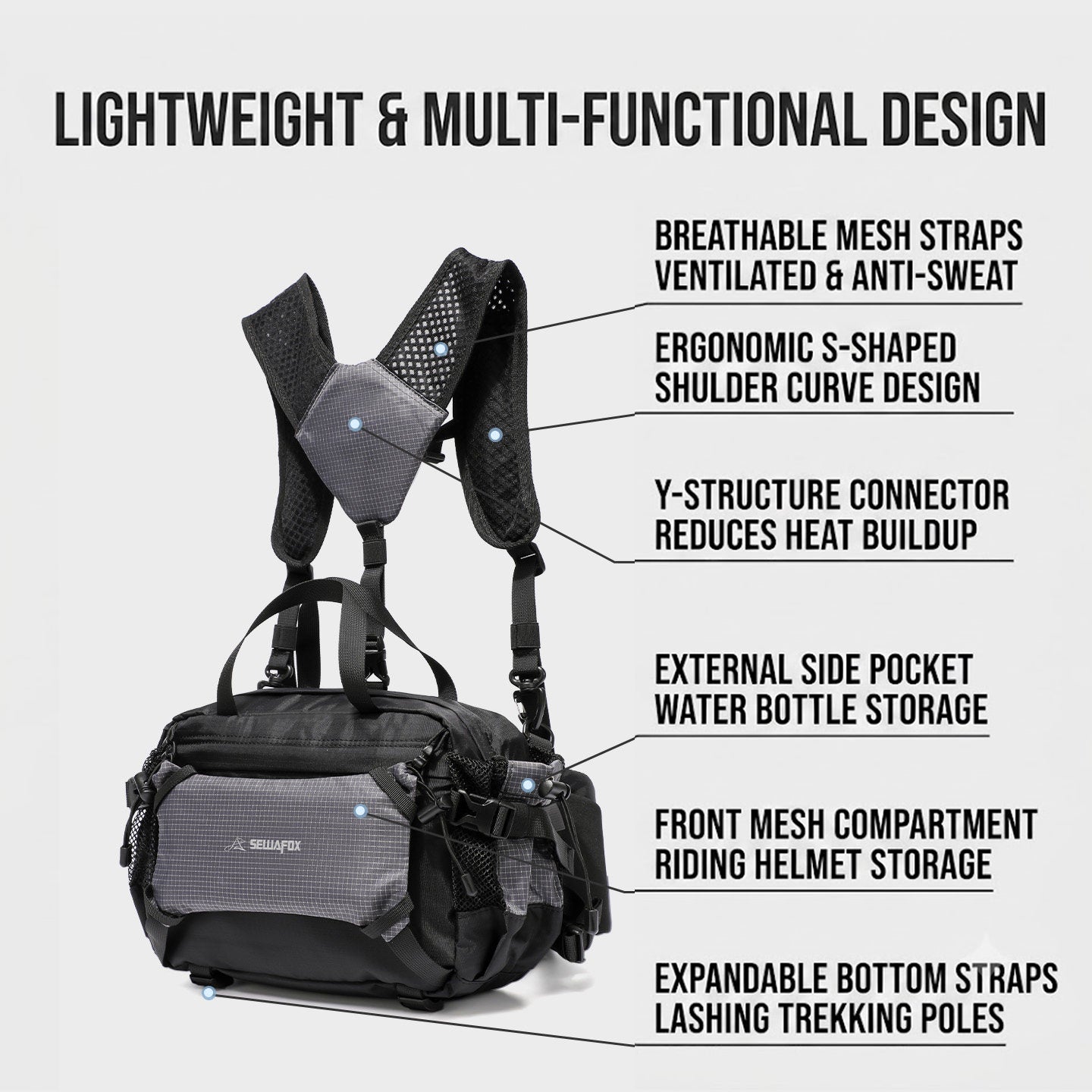 TriCarry - Ultralight Convertible Sling Bag For Hiking, Cycling & Travel