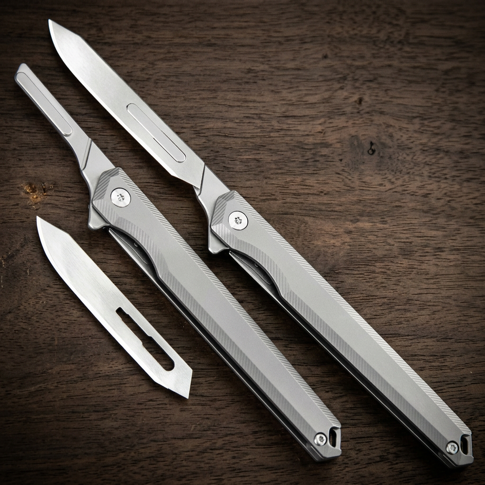 The Scalpelix:Titanium Bearing Replaceable Blade EDC Folding Knife