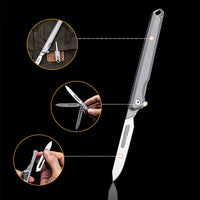 The Scalpelix:Titanium Bearing Replaceable Blade EDC Folding Knife