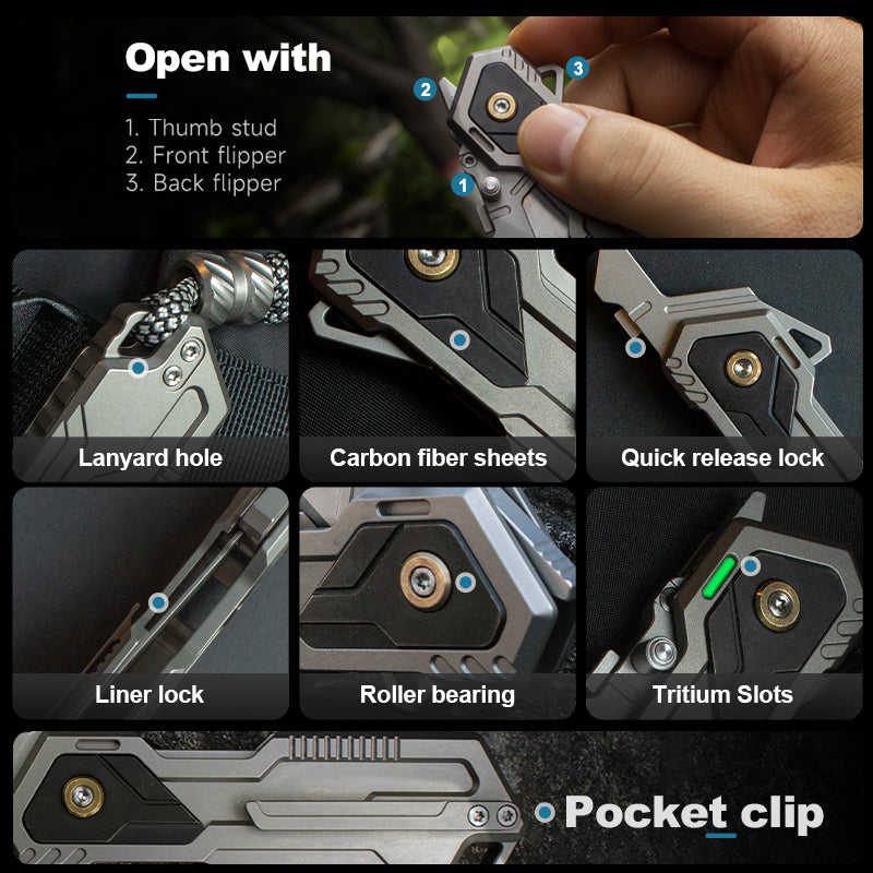 Phantom 2.0 Titanium Folding Knife – EDC Utility Knife Enhanced Design